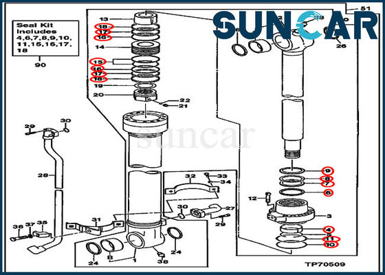 購入 AH155040油圧バケツ シリンダー キットのDeereのシールのキット適合160LC 350GLC 350DLCの掘削機 online manufacture