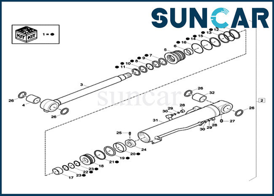 購入 XKCD-03076 XKCD03076ブーム シリンダー シールのキットの箱CX60C CX57Cの掘削機の油圧密封のキット online manufacture