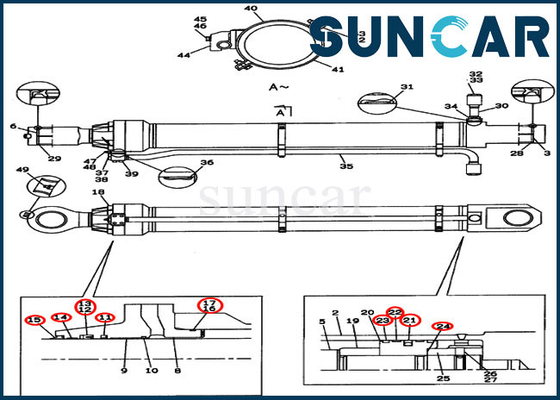 LZ00313 Bucket Cylinder Service Kit CX800 Case Excavator Hydraulic Arm Sealing Kit