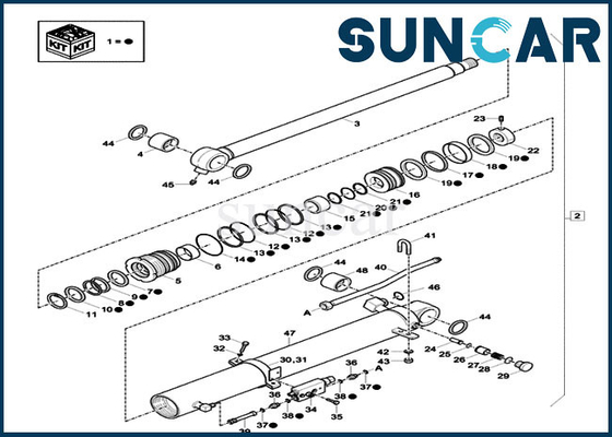 XKCD-03438 XKCD03438のディッパーのシールの修理用キットの掘削機の箱CX60C CX57Cの取り替えシリンダー キット