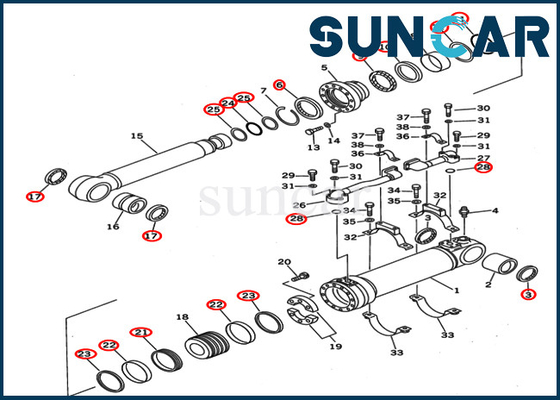 ブーム シリンダー オイル シールのキット707-99-67140の取り替えサービス キットは小松PC400ST-6 PC400ST-6LCに合う