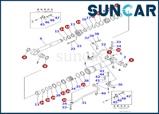 ブーム シリンダー シーリング キット7079976130 707-99-76130小松ブーム シリンダー シールのキットはPC600-8 PC600-8Rに合う